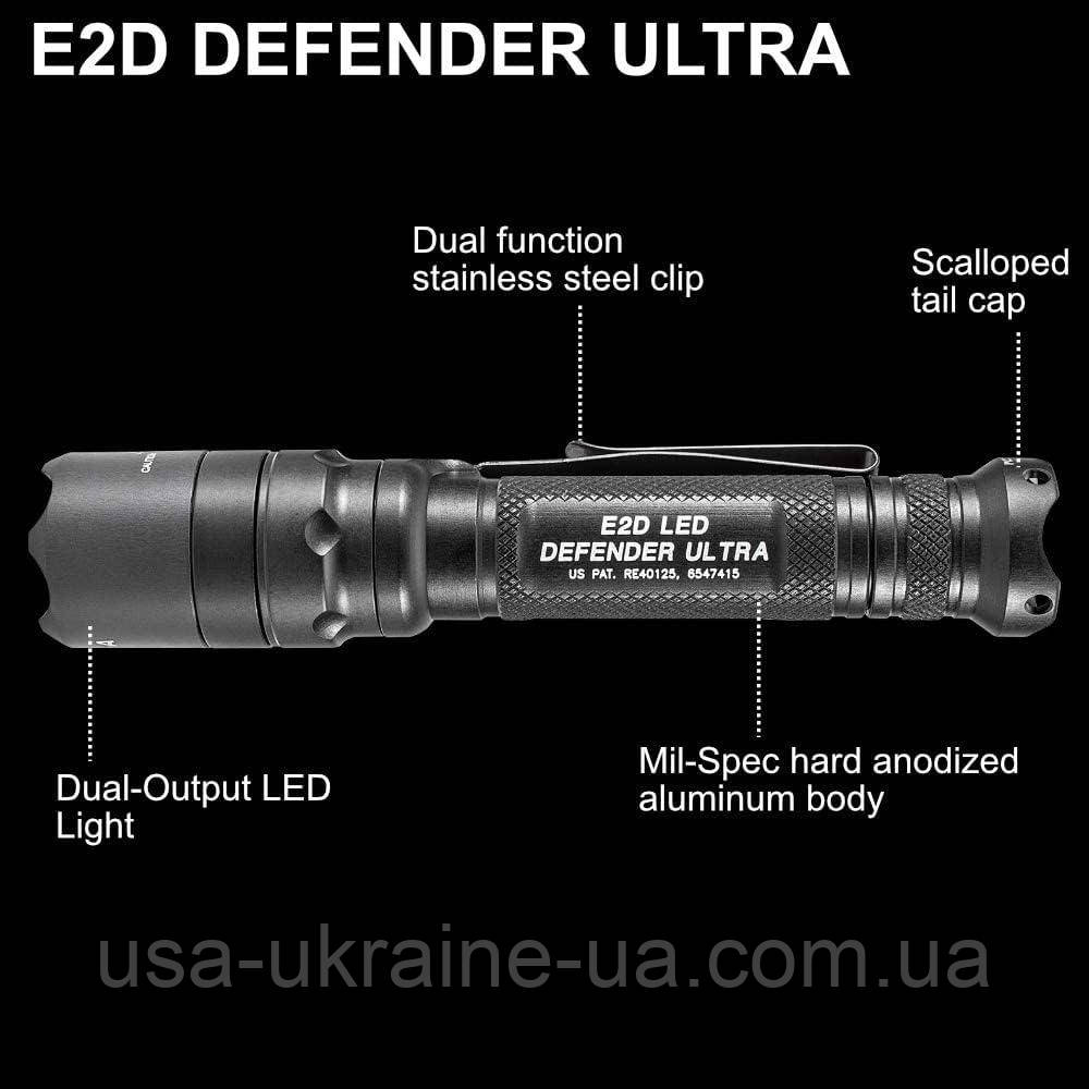 Комплект тактического светодиодного фонаря SureFire E2D Defender E2DLU, 1000 люмен - фото 5 - id-p1942661548