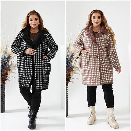 Жіночий зимовий кардіган на ґудзиках з альпаки єдиного великого розміру, фото 1