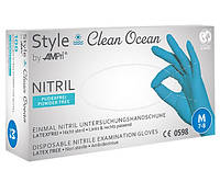 Нитриловые перчатки Style Clean Ocean 100шт цвет аквамарин , р-р М