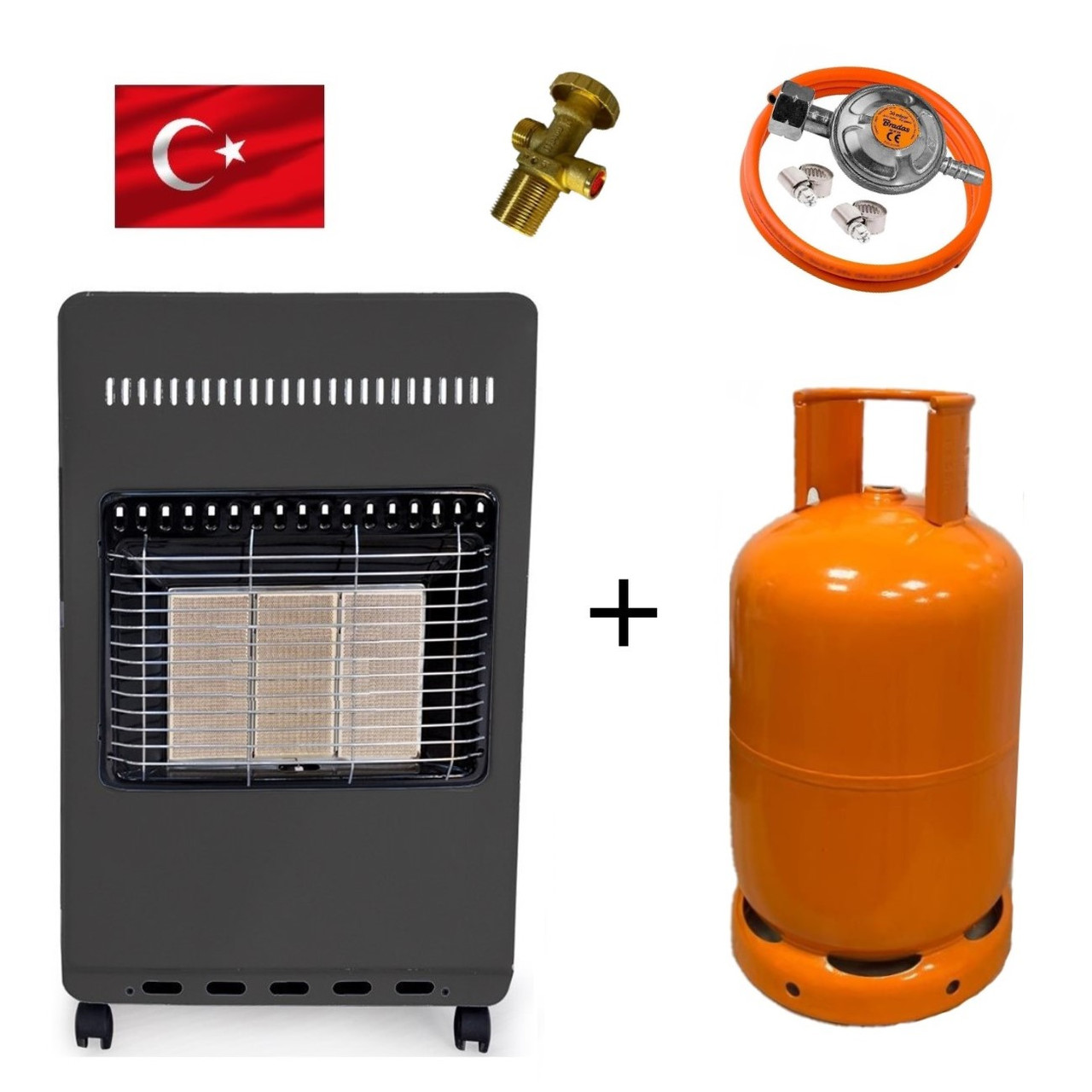Обігрівач газовий 4,2 кВт + Балон 26,2л (з редуктором, шлангом і вентиль)  FLATELLI - Туреччина