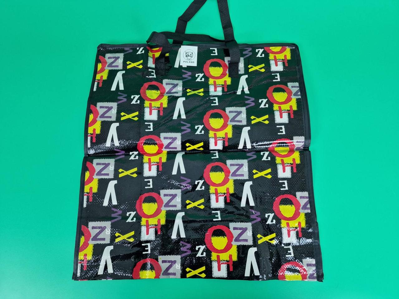Сумка господарська, поліпропіленова, з кольоровим малюнком No4 Малюнок-Літери (48x55x25) (1 шт.), фото 1