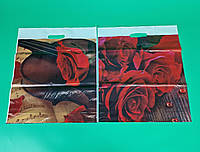 Подарунковий Пакет " Банан з прорізною ручкою (42*50+3)"Троянди" ХВГ (25 шт)