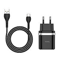 МЗП   Hoco C12Q Smart QC3.0 charger set(Type-C)(EU) \ black