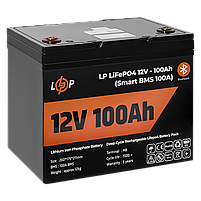 Акумулятор LP LiFePO4 12V (12,8V) - 100 Ah (1280Wh) (Smart BMS 100А) з BT пластик для ДБЖ, фото 5