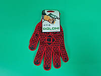 Хозяйственные перчатки плотные 10кл/3н красная с пвх покрытием "Doloni (10 пар)