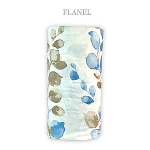 Фланелева тканина сині та бежеві гілочки на білому (шир. 2,4 м) (FL-S-0309)