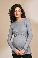 Джемпер для беременных и кормления MELANIA BL-33.022 серый меланж