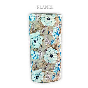 Фланелева тканина великі блакитні квіти на бежевому (шир. 2,4 м) (FL-S-0310)