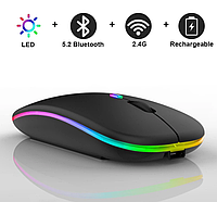 Беспроводная Bluetooth мышь со светодиодной подсветкой, эргономичная игровая мышка для портативных ПК