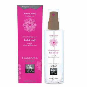 Спрей для тіла та ліжка з феромонами та афродизіаками SHIATSU Fragrance Вишня та білий лотос, 100 мл