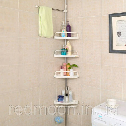 Угловая полка для ванной комнаты (320х43см) Multi Corner Shelf GY188, Белая / Телескопическая