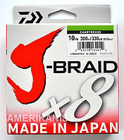 Шнур Daiwa J-Braid x8 Braided Line Японія Оригінал Chartreuse 0.15 мм 300 м