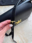 Жіноча сумка клатч Celine Селін натуральна шкіра чорний колір в золотій фурнітурі розкішна сумочка 22см, фото 5