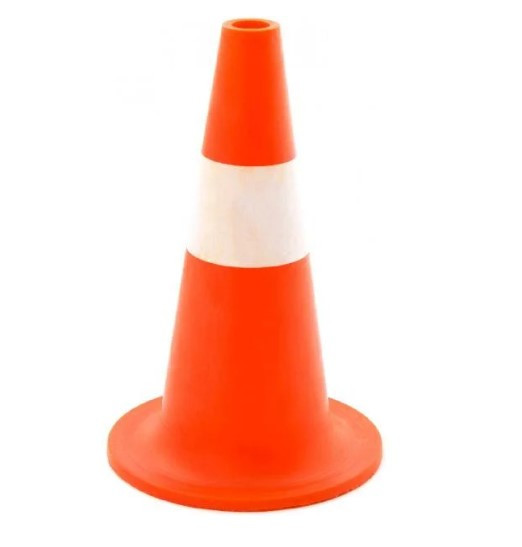 Конус дорожній сигнальний з однією білою полосою 350 мм