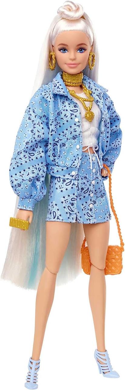 Лялька Barbie Extra Blue Paisley-Print Jacket & Pet Chihuahua Платинова Блондинка