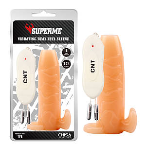 Насадка на член Chisa SuperMe Vibrating Real Feel Sleeve з вібрацією