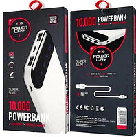 Повербанк(Power Bank 10000 mAh)Powerway TX-10 Компактный внешний аккумулятор/2USB/micro-USB/быстрая зарядка