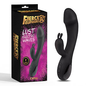 Вібратор кролик з електростимуляцією Chisa Fierce Euphoria Lust Electro Waves, чорний
