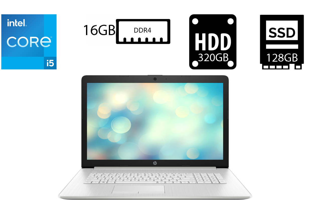 Ноутбук HP 17-by4063cl/17,3" TN 1600x900/Core i5-1135G7 2.40GHz/16GB DDR4/HDD 320GB+SSD 128GB/Intel Iris Xe Graphics Камера Б/В