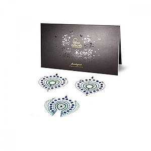 Прикраси для грудей та бікіні зі стразами Bijoux Indiscrets Flamboyant смарагдово-блакитний