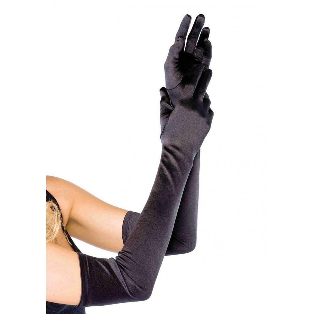 Перчатки One Size Extra Long Opera Length Satin Gloves от Leg Avenue, черны - фото 1 - id-p1942718460