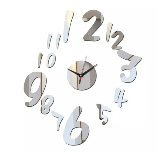 Годинник настінний 3д 35-50 см - срібний, фото 1