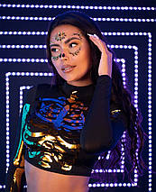 Маска скелета зі страз і блискучого каміння Leg Avenue золота, фото 5