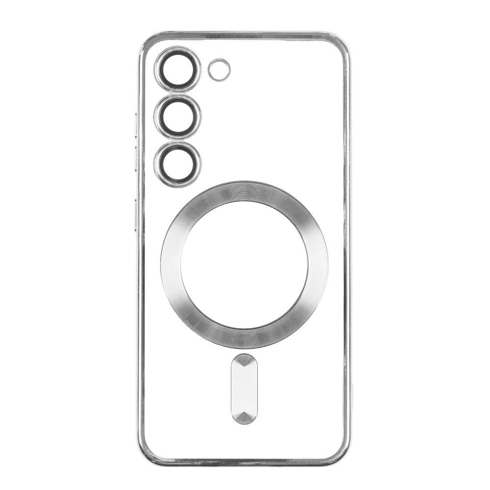 Чехол TPU Metallic Full Camera with Magsafe для Samsung Galaxy S21 Ultra Цвет Silver - фото 1 - id-p1942718268
