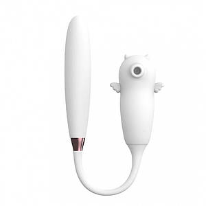 Подвійний вібратор з вакуумною стимуляцією Viola, з пульсацією та підігрівом, білий