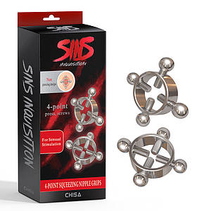 Затискачі на соски з чотирма болтами Chisa Sins Metal