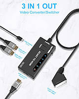 Конвертер SCART в HDMI 1 вход SCART и 2 входа HDMI