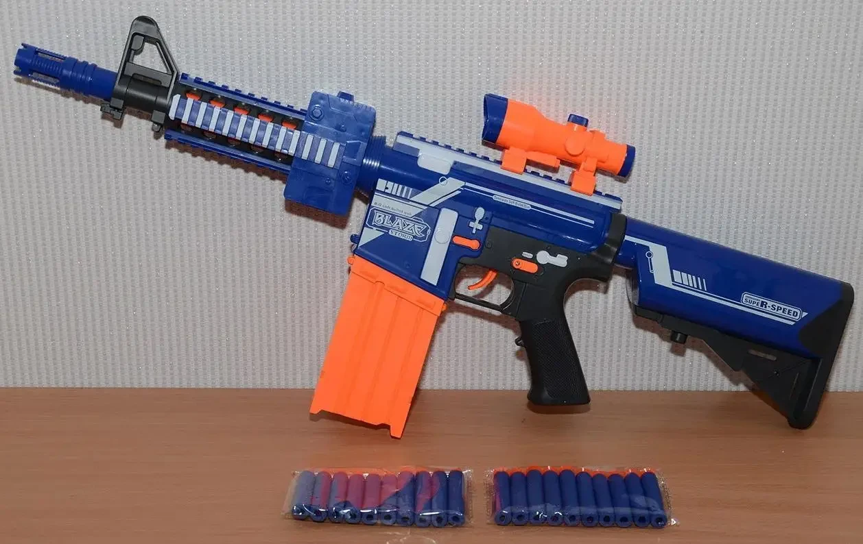 Дитячий автомат BLAZE STORM із 20 м'якими патронами 7054 на батарейках і вібраціях, 72 см