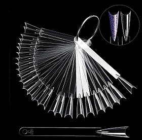 Прозора палітра-віяло "Французький Стилет" (40 типс, 12.5 см.) для демонстрації гель-лаків та дизайнів