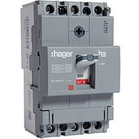 Автоматический выключатель x160, In=32А, 3п, 18kA, Тфикс/Мфикс, Hager HDA032L