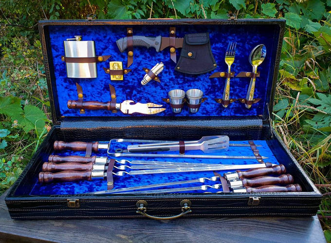 Набор шампуров "VIP No 8" в деревянной коробке (ID#1942782652), цена ...