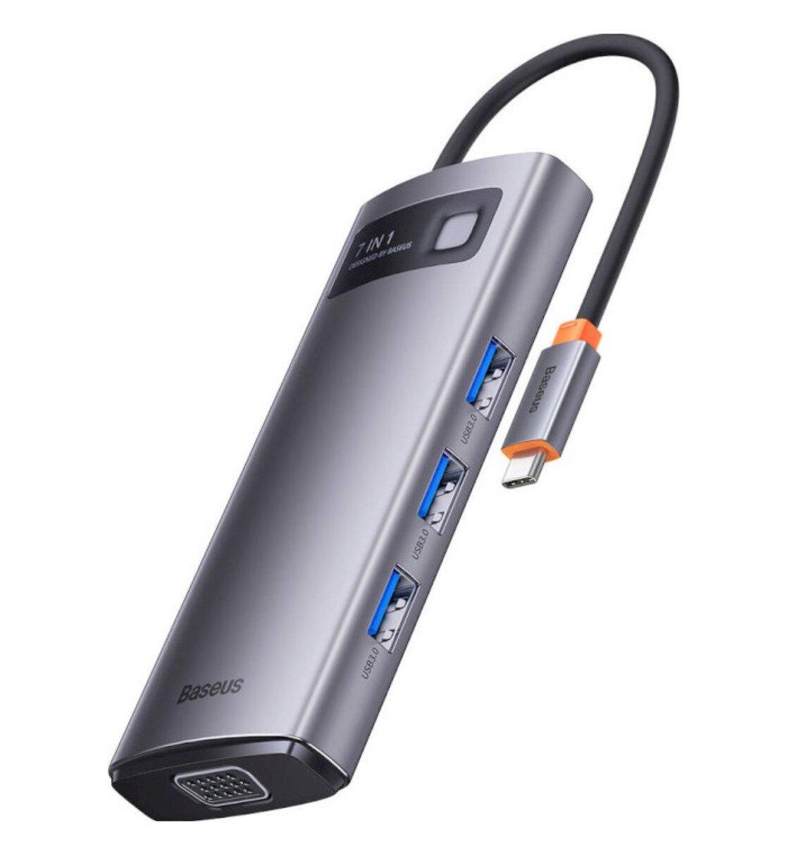 USB-Hub Baseus Metal Gleam Series 7-in-1 Multifunctional Type-C HUB Docking Station Gray