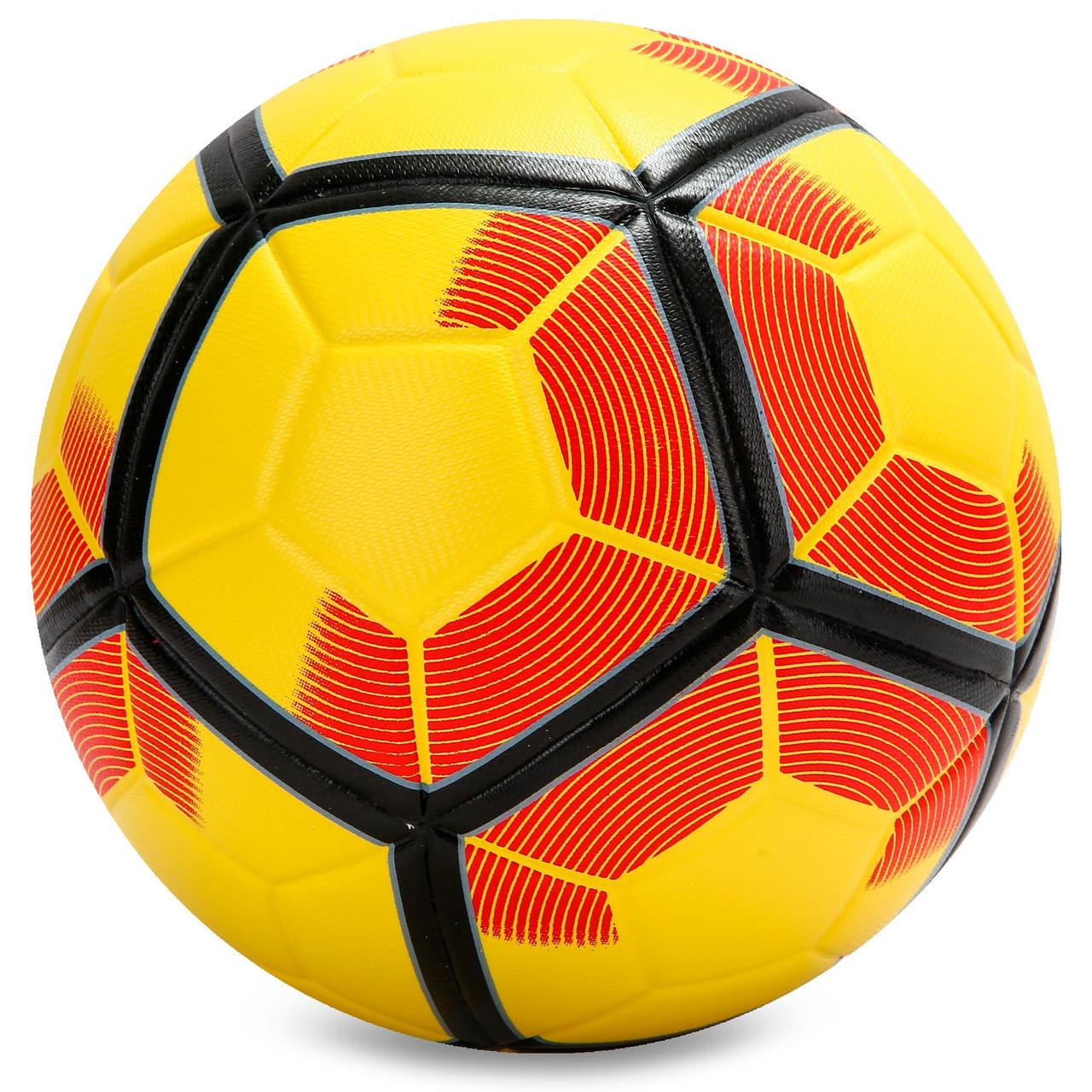 М'яч футбольний SP-Sport FB-5927 №5 PU PVC клеєний жовтий з бордовим