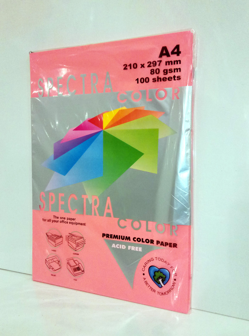 Папір ксероксний кольоровий "Spectra" A4 80г/м 100арк Cyber HP рожевий 16.4200, шт