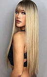 Перука блонд із чубчиком, перука довга пряма, фото 3
