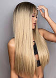 Перука блонд із чубчиком, перука довга пряма, фото 4