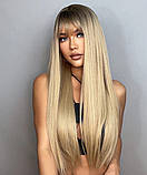 Перука блонд із чубчиком, перука довга пряма, фото 2