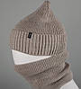 Комплект шапка-резинка з відворотом на флісі + Баф на філсі (230701), Капучино, фото 2