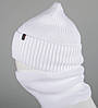 Комплект шапка-резинка з відворотом на флісі + Баф на філсі (230701), Білий, фото 2