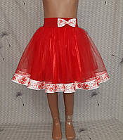 Дитяча спідничка з фатину з широкою стрічкою з рослинним принтом, розмір 104