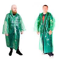 Комплект дождевики мужские 2 шт. Зеленые на Кнопках и Молнии, плащ от дождя туристический | дощовик (TO)