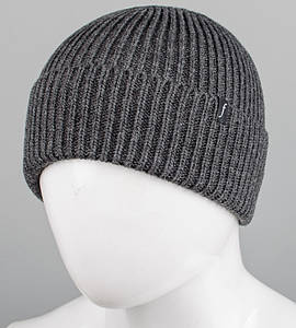 В'язана одинарна шапка "Збавка" без підкладки, з відворотом Nord (С2216), Антрацит