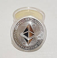 Сувенирная монета Ethereum криптовалюта 40 мм сильвер