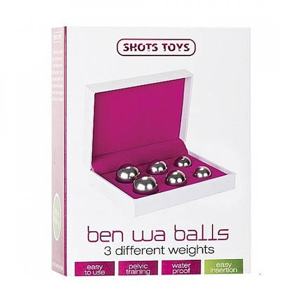 Набір вагінальних кульок Shots Toys, срібні, 6 шт., фото 3