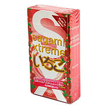 Ультратонкі презервативи із натурального латексу Sagami Xtreme Strawberry, 10 шт, 0,04 мм, фото 3