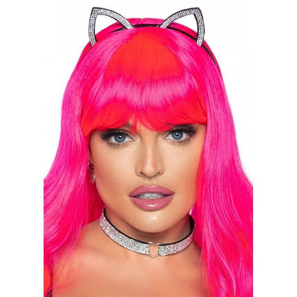 Набір аксесуарів Bling Kitty зі стразами, вуха та чокер, фото 1